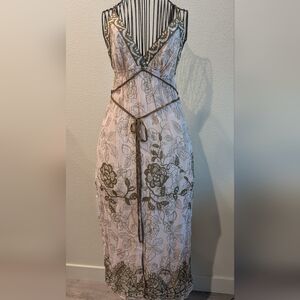 Notation Olive And Blush Midi Dress